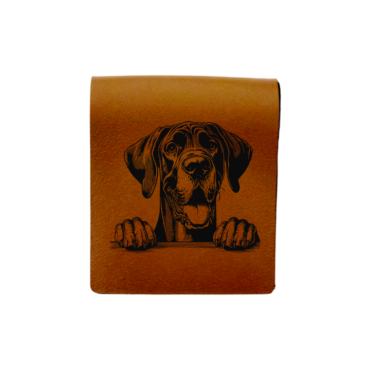 Great Dane Paws Engraved Genuine Leather Magnetic Bookmark