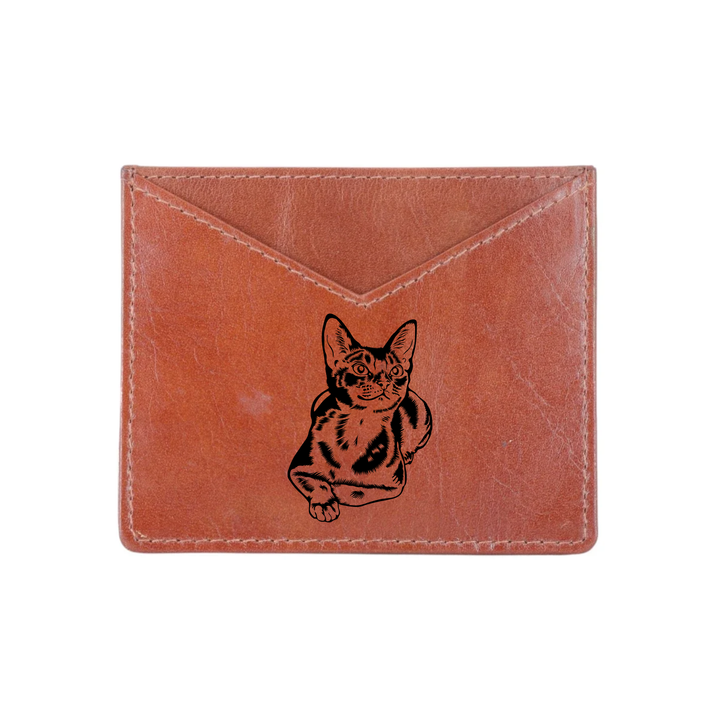 Abyssinian Cat Engraved Genuine Leather Cardholder