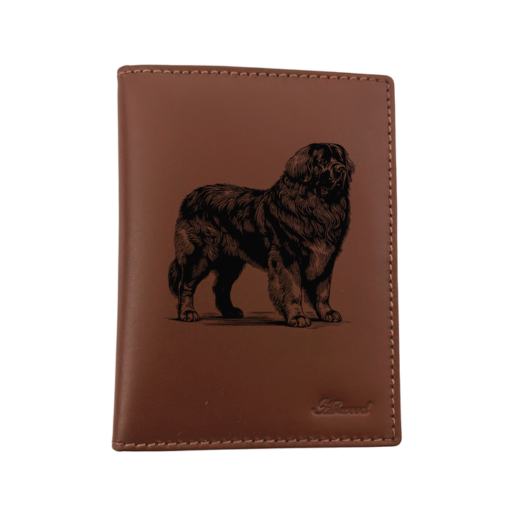 Leonberger Standing Engraved Leather Passport Cover