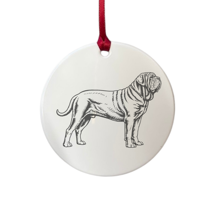 Personalised Neapolitan Mastiff Standing Engraved White Acrylic Decoration
