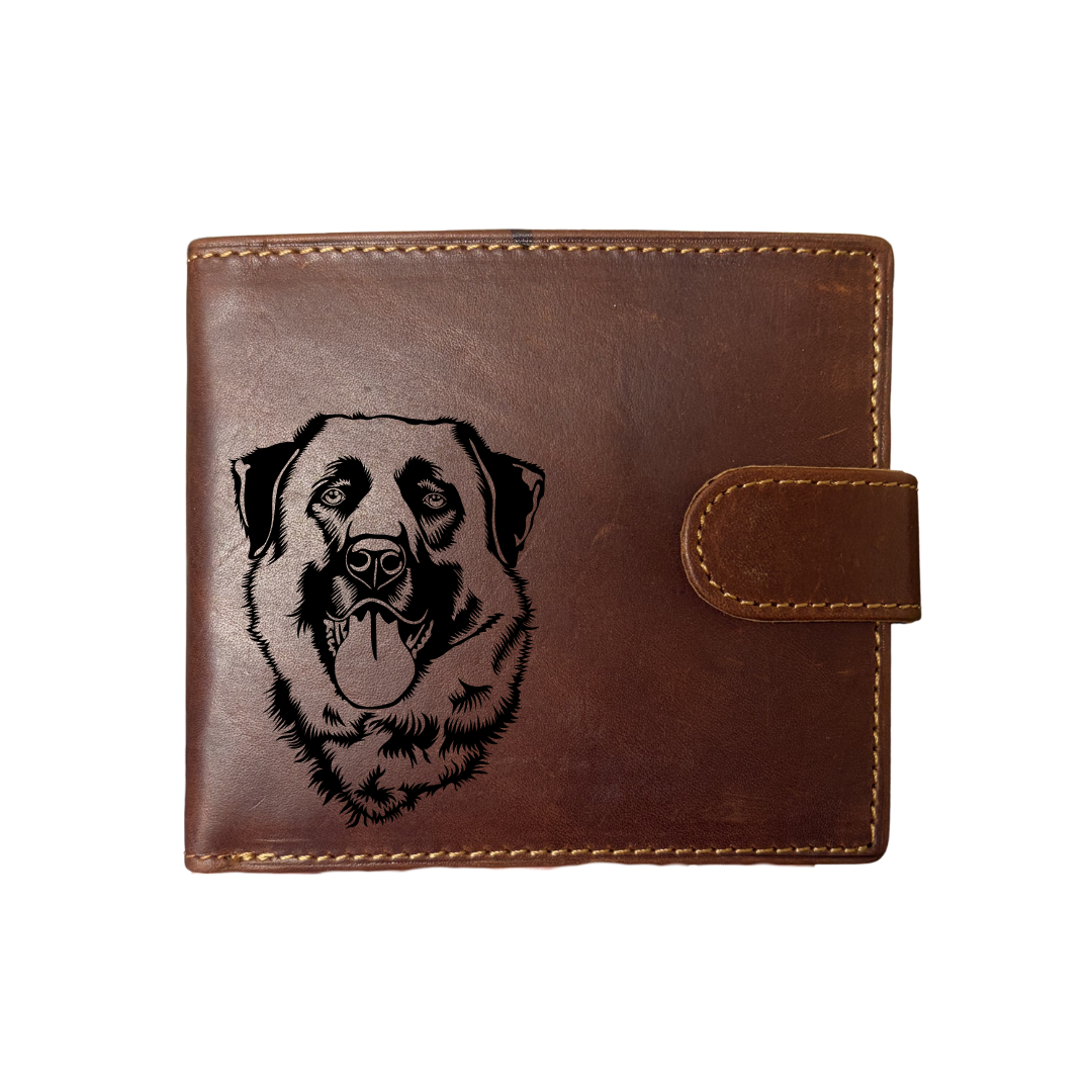 Personalised Anatolian Shepherd Engraved Dark Tan Genuine Leather Wallet