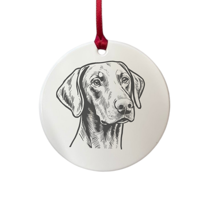Personalised Dobermann Face Engraved White Acrylic Decoration