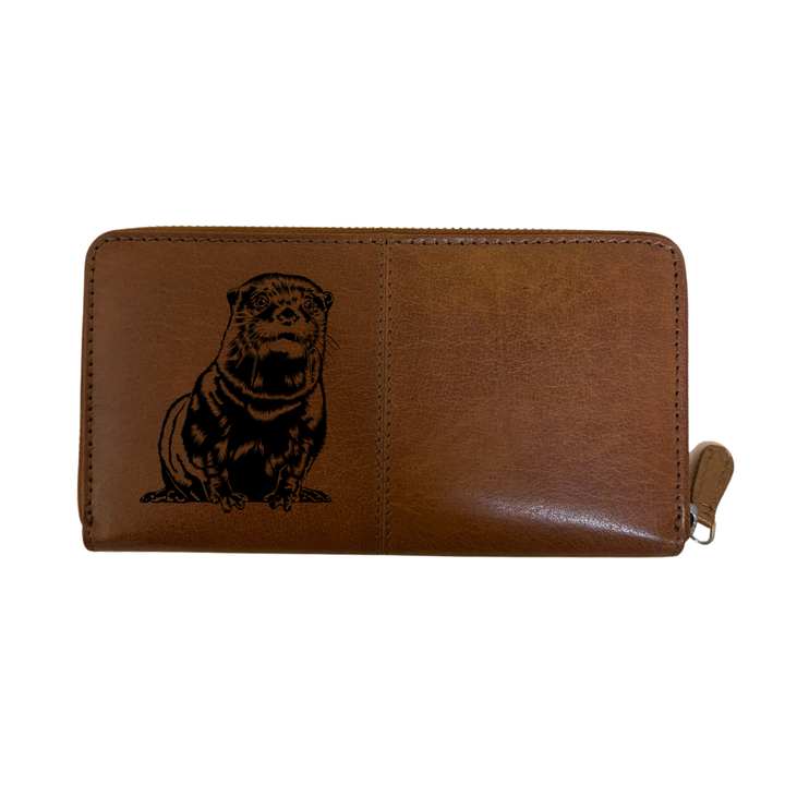 Otter Engraved Large Leather Purse