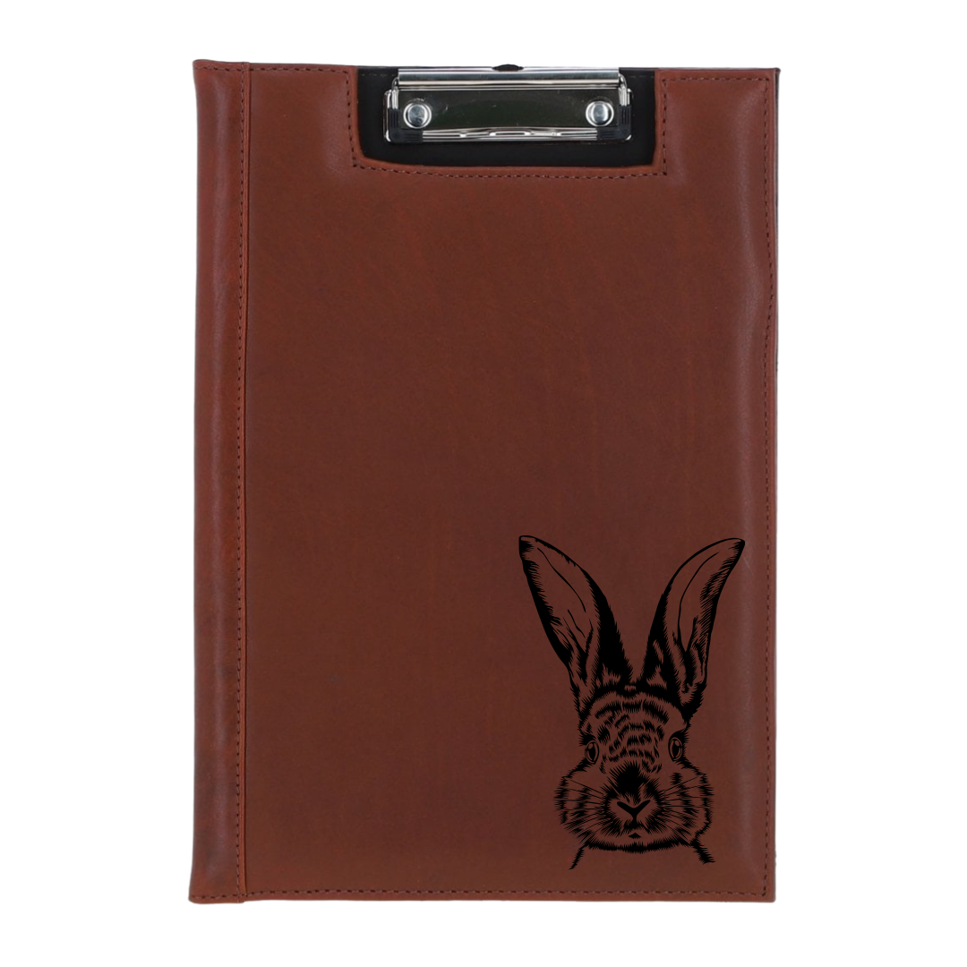 Hare Engraved Leather Clipboard