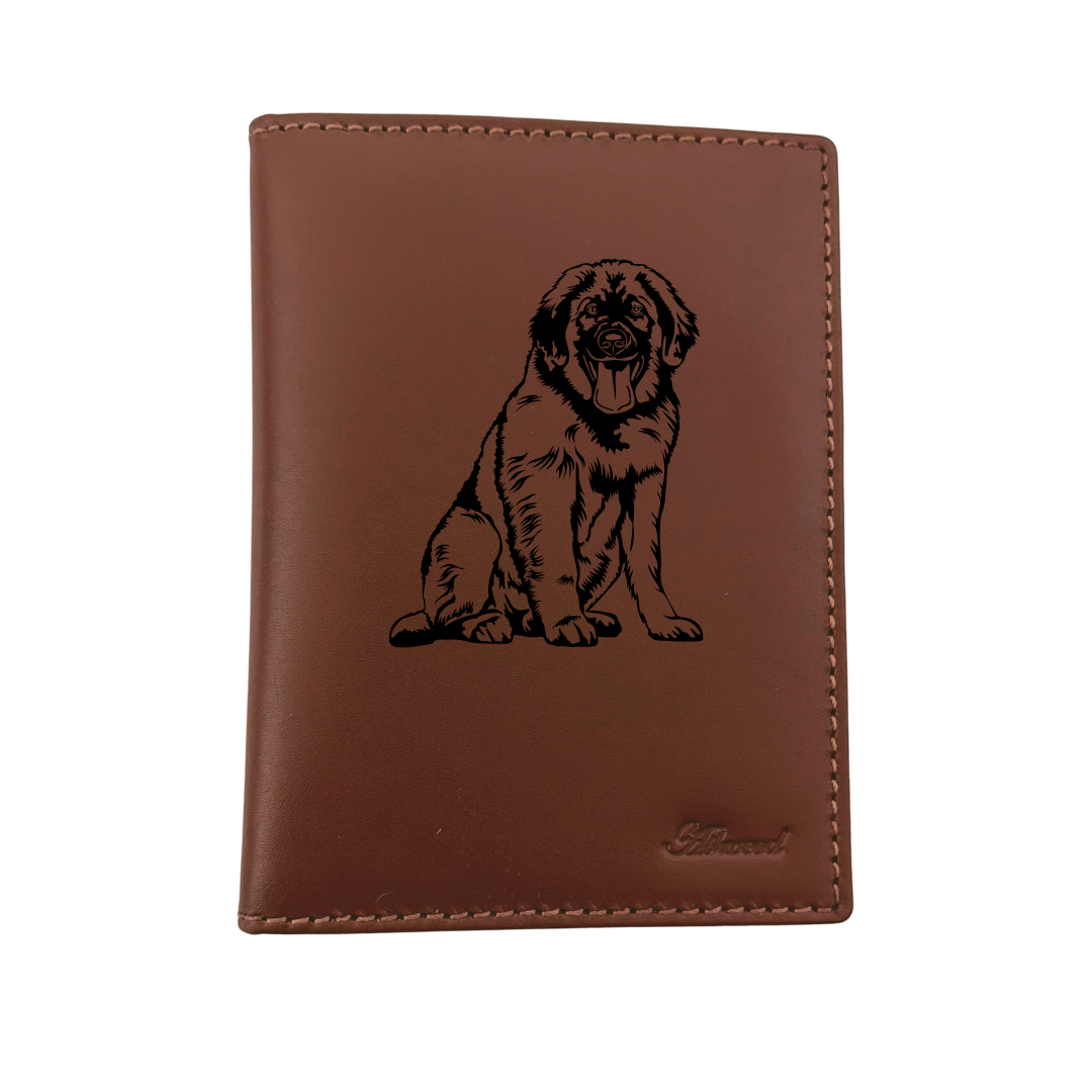 Leonberger Engraved Leather Passport Cover