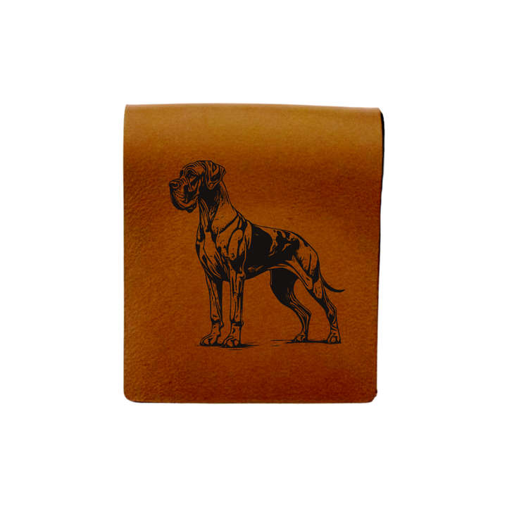 Great Dane Standing Engraved Genuine Leather Magnetic Bookmark