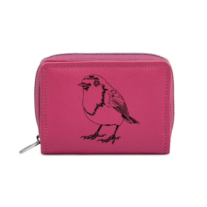 Robin Engraved Small Leather Purse (Green/Pink/Blue/Red)