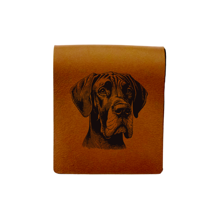 Great Dane Face Engraved Genuine Leather Magnetic Bookmark