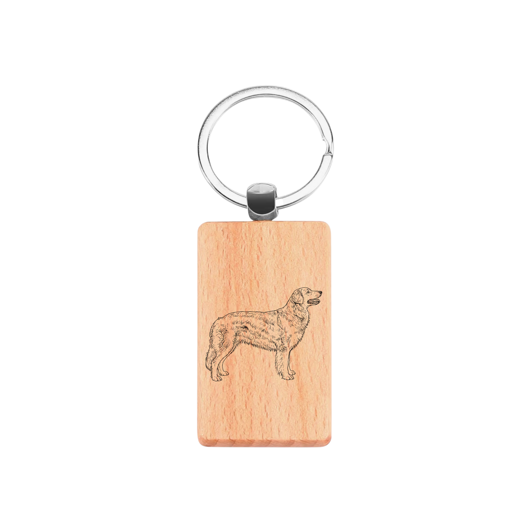 Hovawart Standing Engraved Rectangle Wooden Keyring