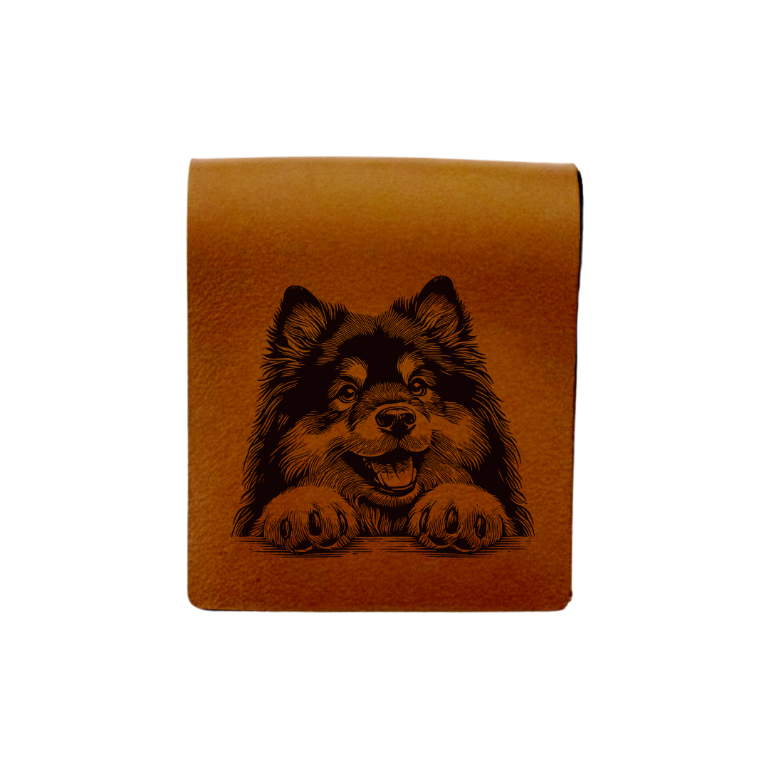 Finnish Lapphund Paws Engraved Genuine Leather Magnetic Bookmark