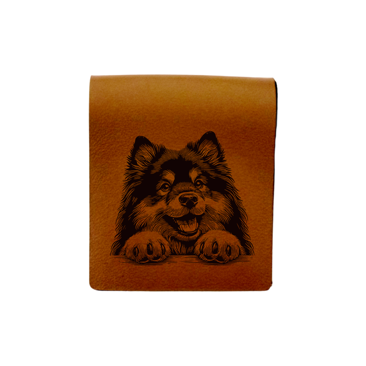 Finnish Lapphund Paws Engraved Genuine Leather Magnetic Bookmark