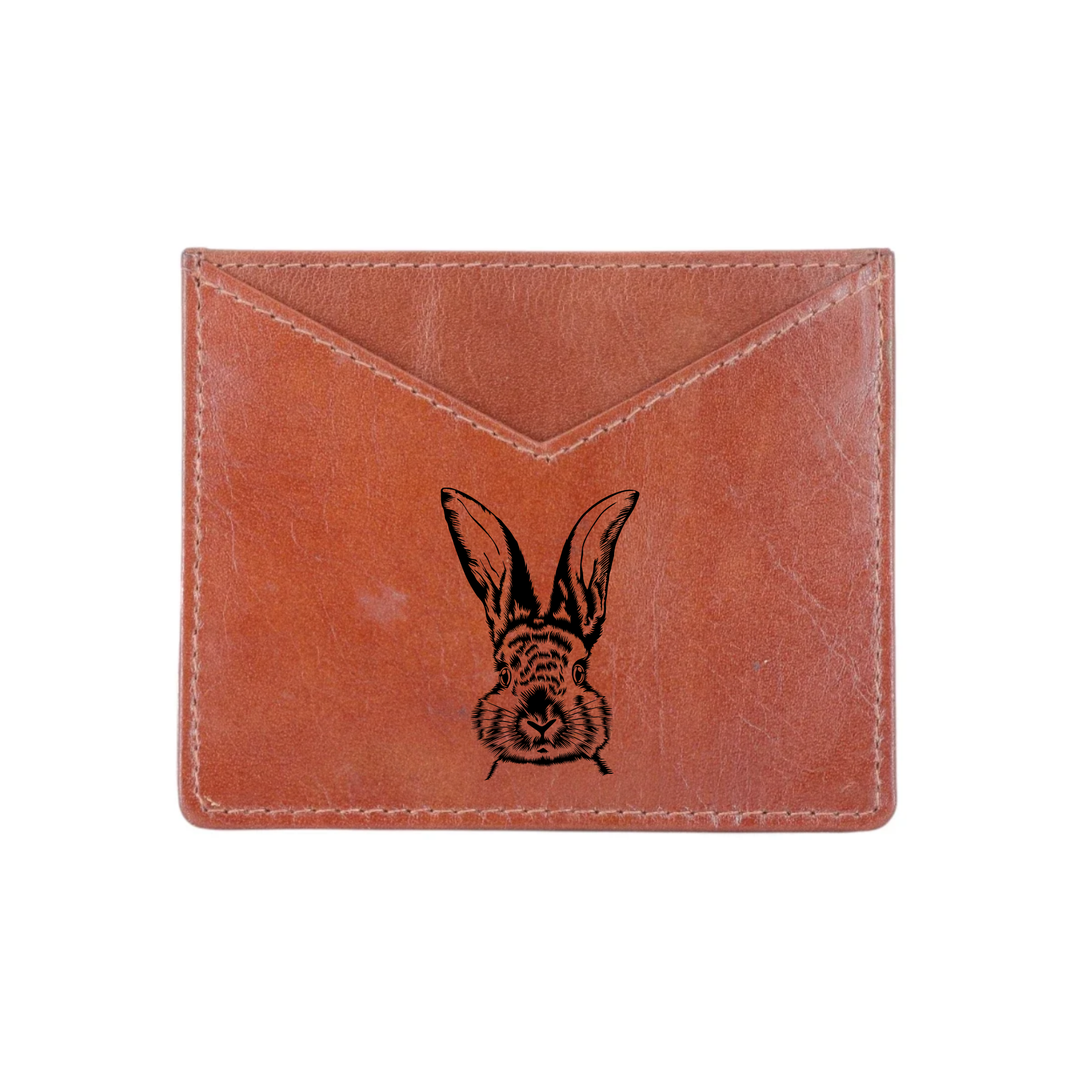 Hare Engraved Genuine Leather Cardholder