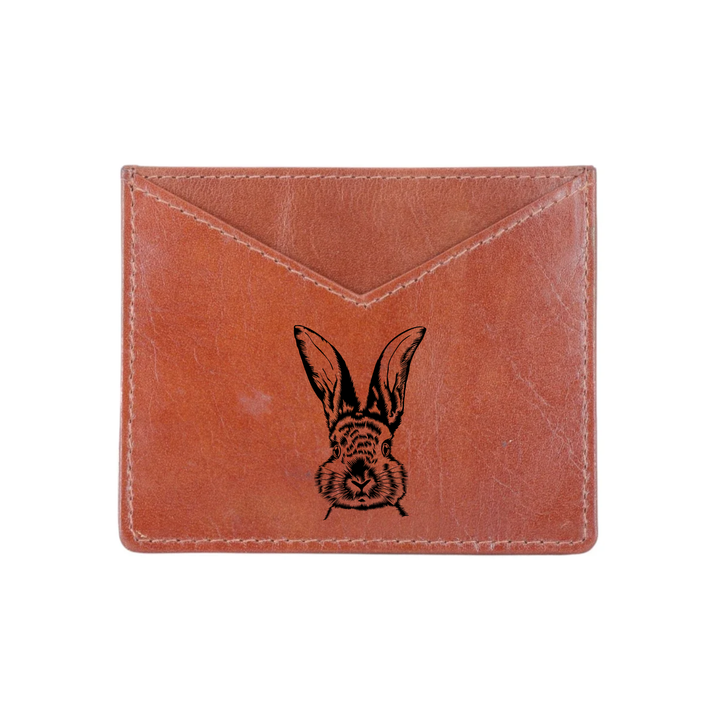 Hare Engraved Genuine Leather Cardholder