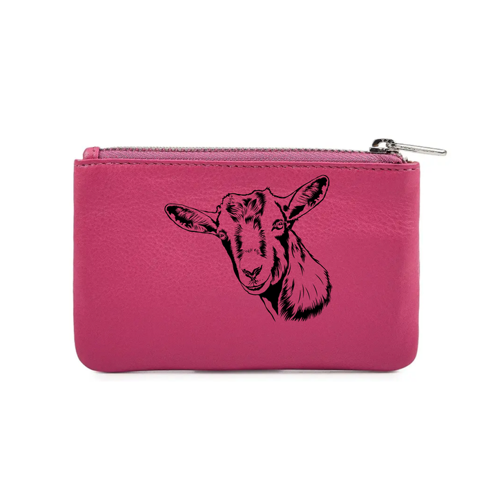 Goat Engraved Genuine Leather Coin Purse (Multiple Colour Options)