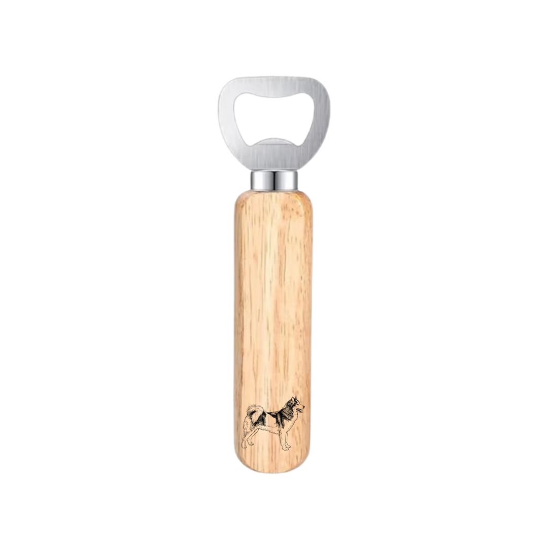 Greenland Dog Standing Engraved Wooden Bottle Opener