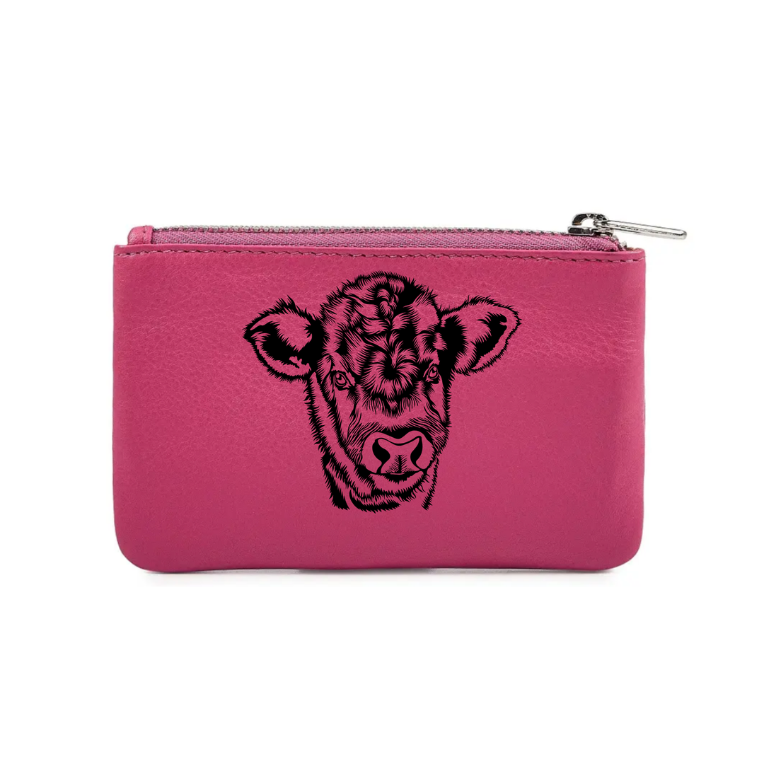 Cow Engraved Genuine Leather Coin Purse (Multiple Colour Options)