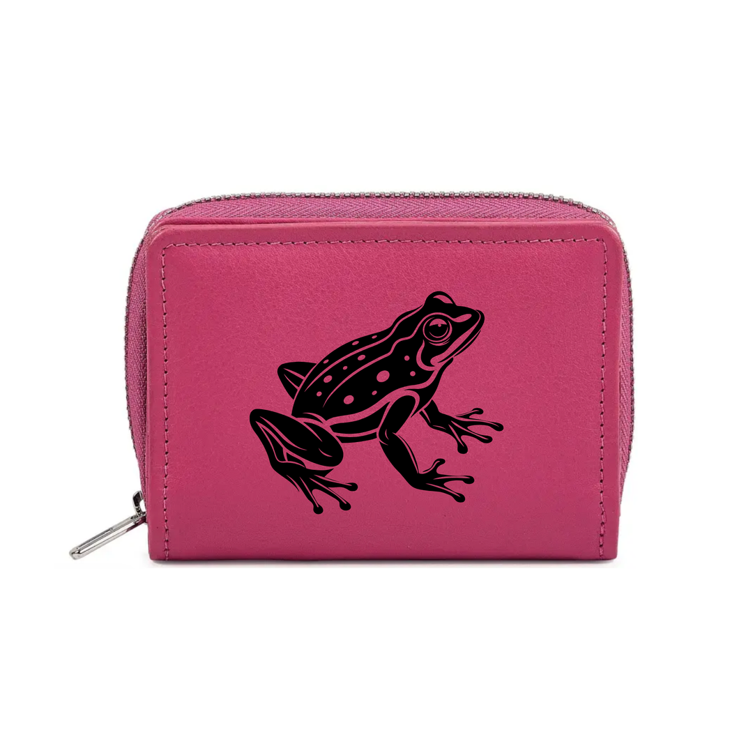 Frog Engraved Small Leather Purse (Green/Pink/Blue/Red)
