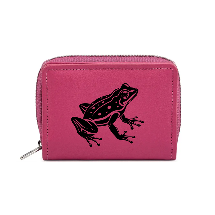 Frog Engraved Small Leather Purse (Green/Pink/Blue/Red)