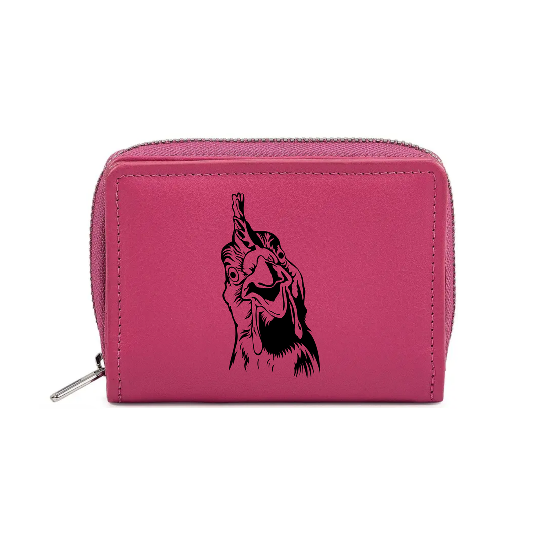 Chicken Face Engraved Small Leather Purse (Green/Pink/Blue/Red)