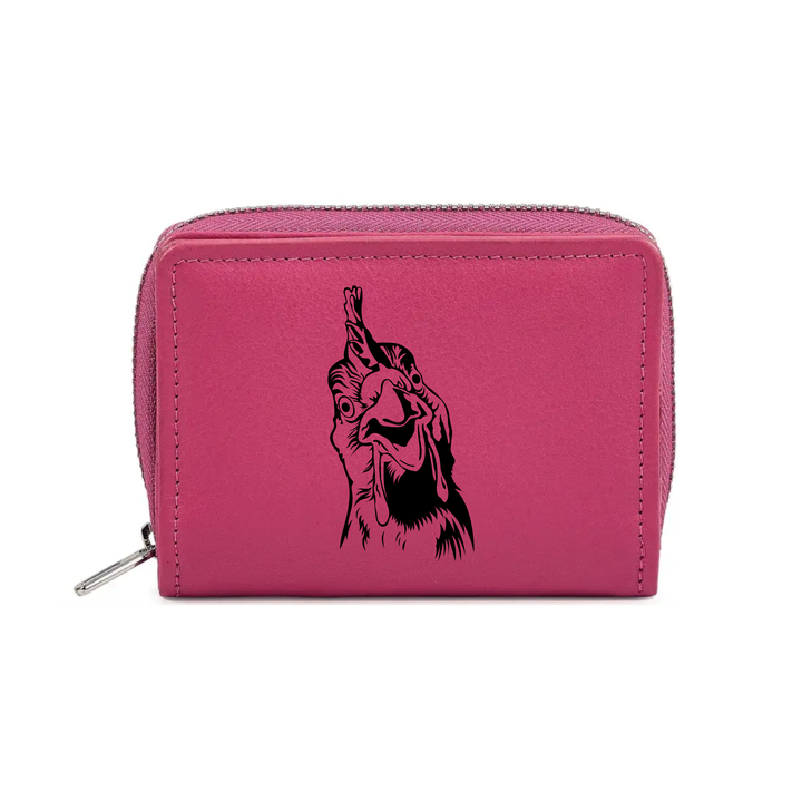 Chicken Face Engraved Small Leather Purse (Green/Pink/Blue/Red)
