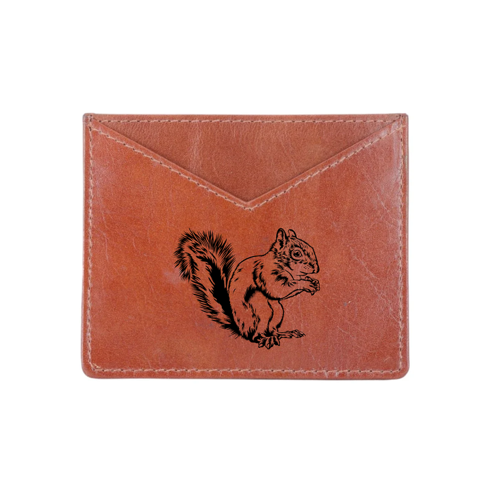 Squirrel Engraved Genuine Leather Cardholder