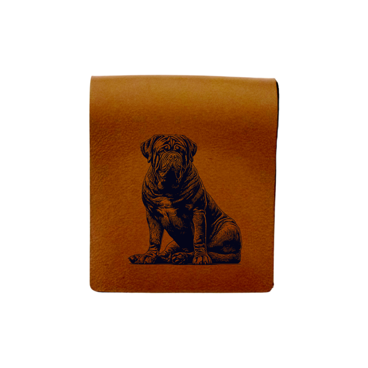Dogue De Bordeaux Sitting Engraved Genuine Leather Magnetic Bookmark