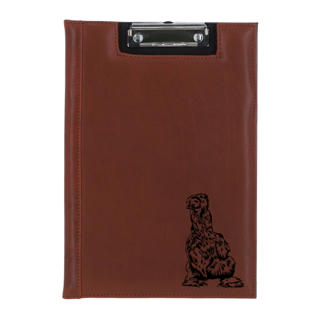 Silkie Chicken Engraved Leather Clipboard