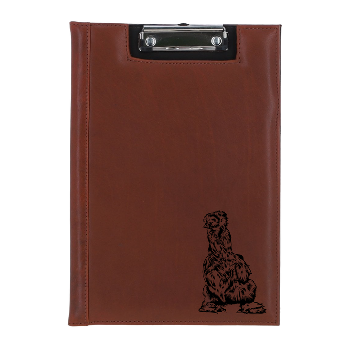 Silkie Chicken Engraved Leather Clipboard