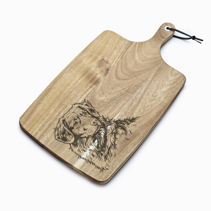 Personalised Nova Scotia Duck Tolling Retriever Face Engraved Acacia Serving Board