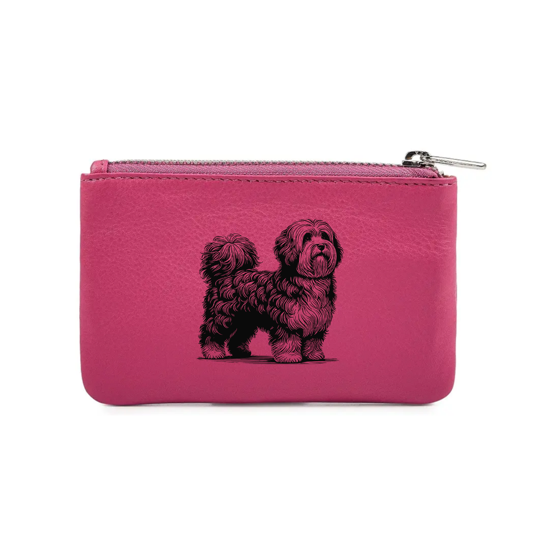 Havanese Standing Engraved Genuine Leather Coin Purse (Multiple Colour Options)
