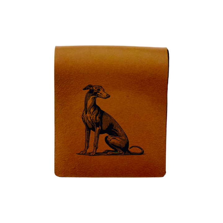 Italian Greyhound Sitting Engraved Genuine Leather Magnetic Bookmark