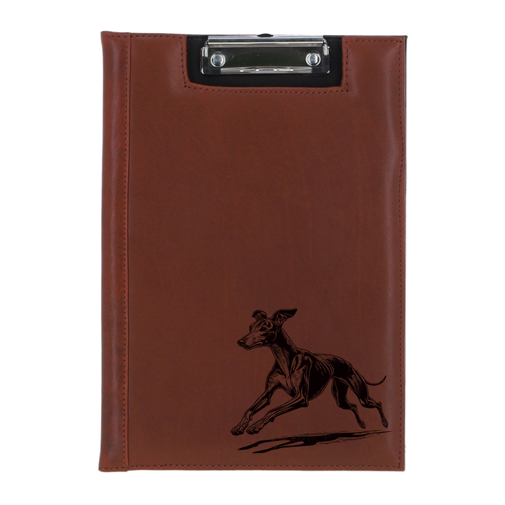 Italian Greyhound Running Engraved Leather Clipboard