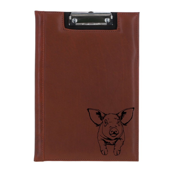 Pig Engraved Leather Clipboard