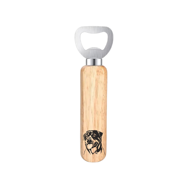 Rottweiler Face Engraved Wooden Bottle Opener