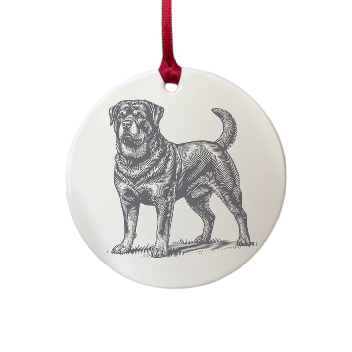 Personalised Rottweiler Standing Engraved White Acrylic Decoration