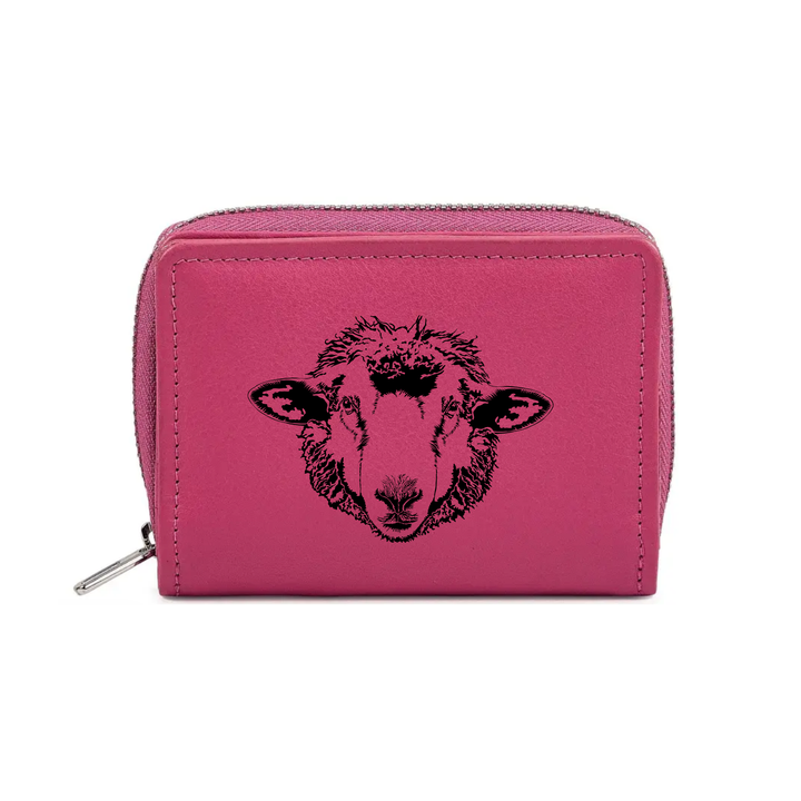 Sheep Engraved Small Leather Purse (Green/Pink/Blue/Red)