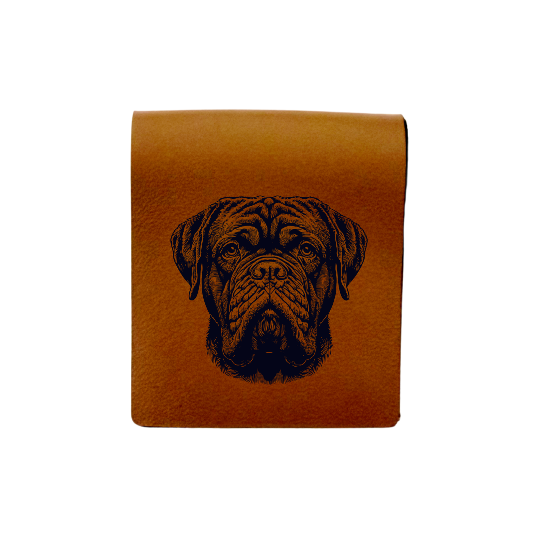 Dogue De Bordeaux Face Engraved Genuine Leather Magnetic Bookmark