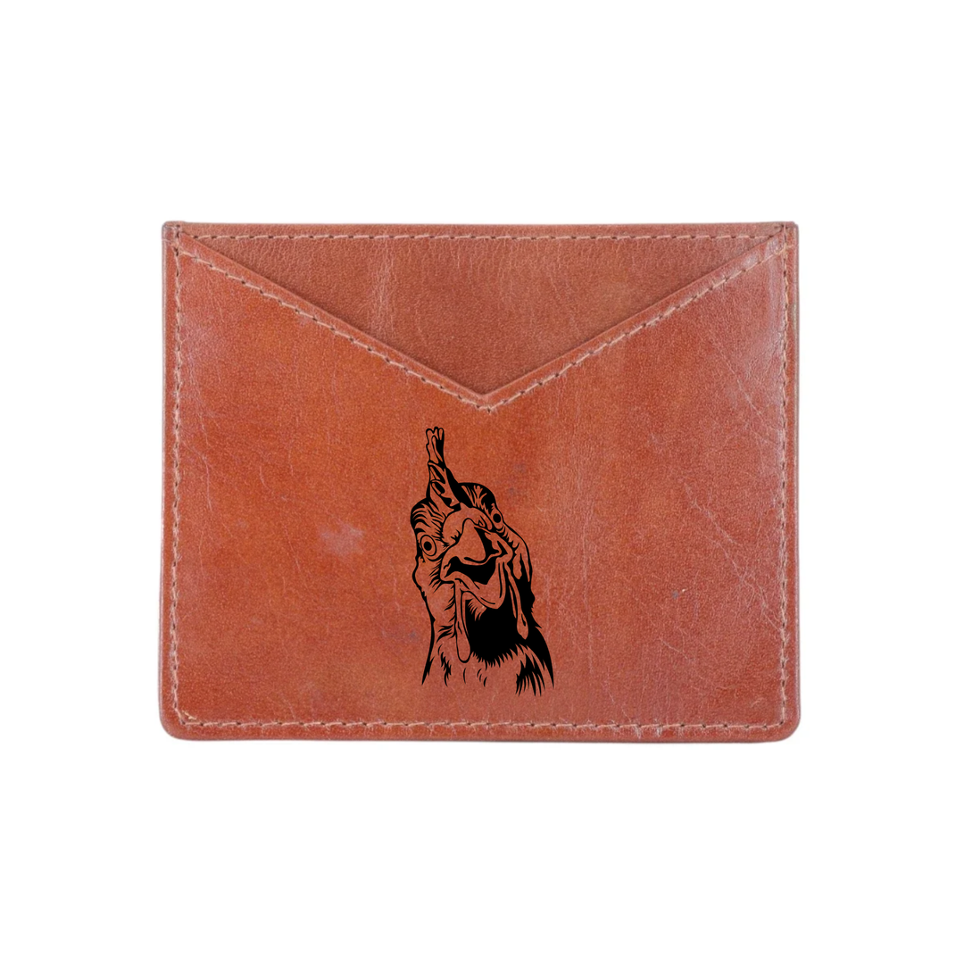 Chicken Engraved Genuine Leather Cardholder