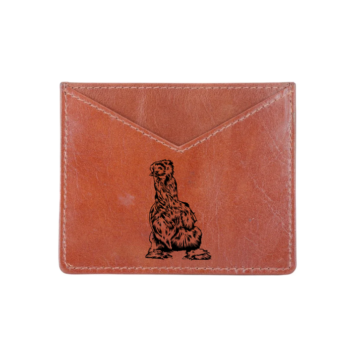 Silkie Chicken Engraved Genuine Leather Cardholder