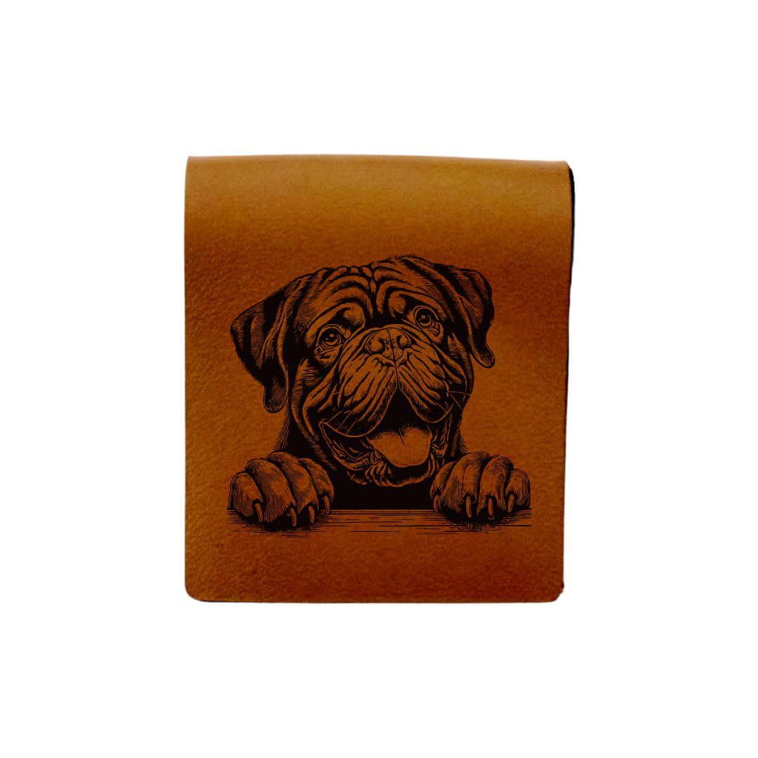 Dogue De Bordeaux Paws Engraved Genuine Leather Magnetic Bookmark