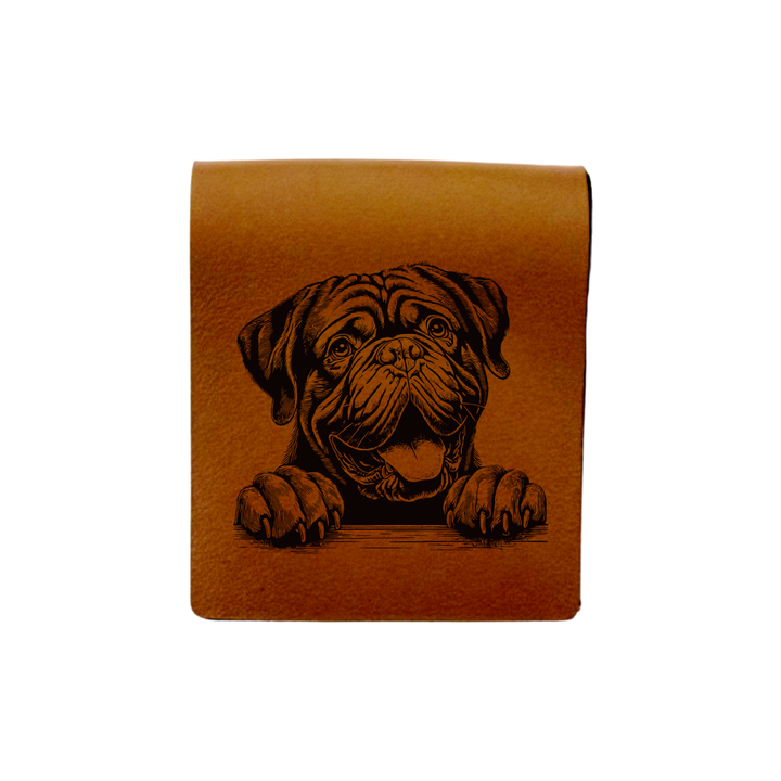 Dogue De Bordeaux Paws Engraved Genuine Leather Magnetic Bookmark