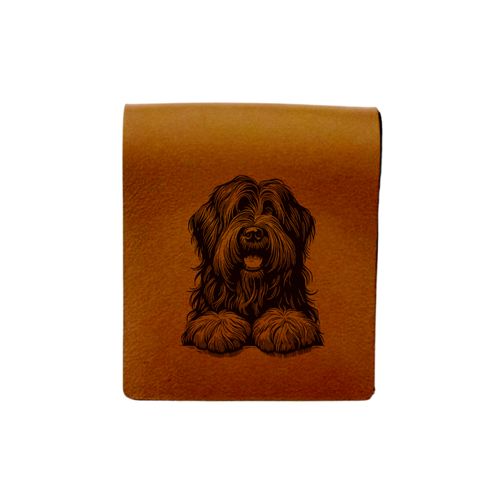 Briard Paws Engraved Genuine Leather Magnetic Bookmark