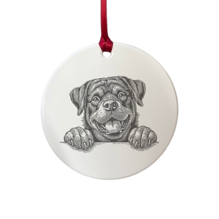 Personalised Rottweiler Paws Engraved White Acrylic Decoration
