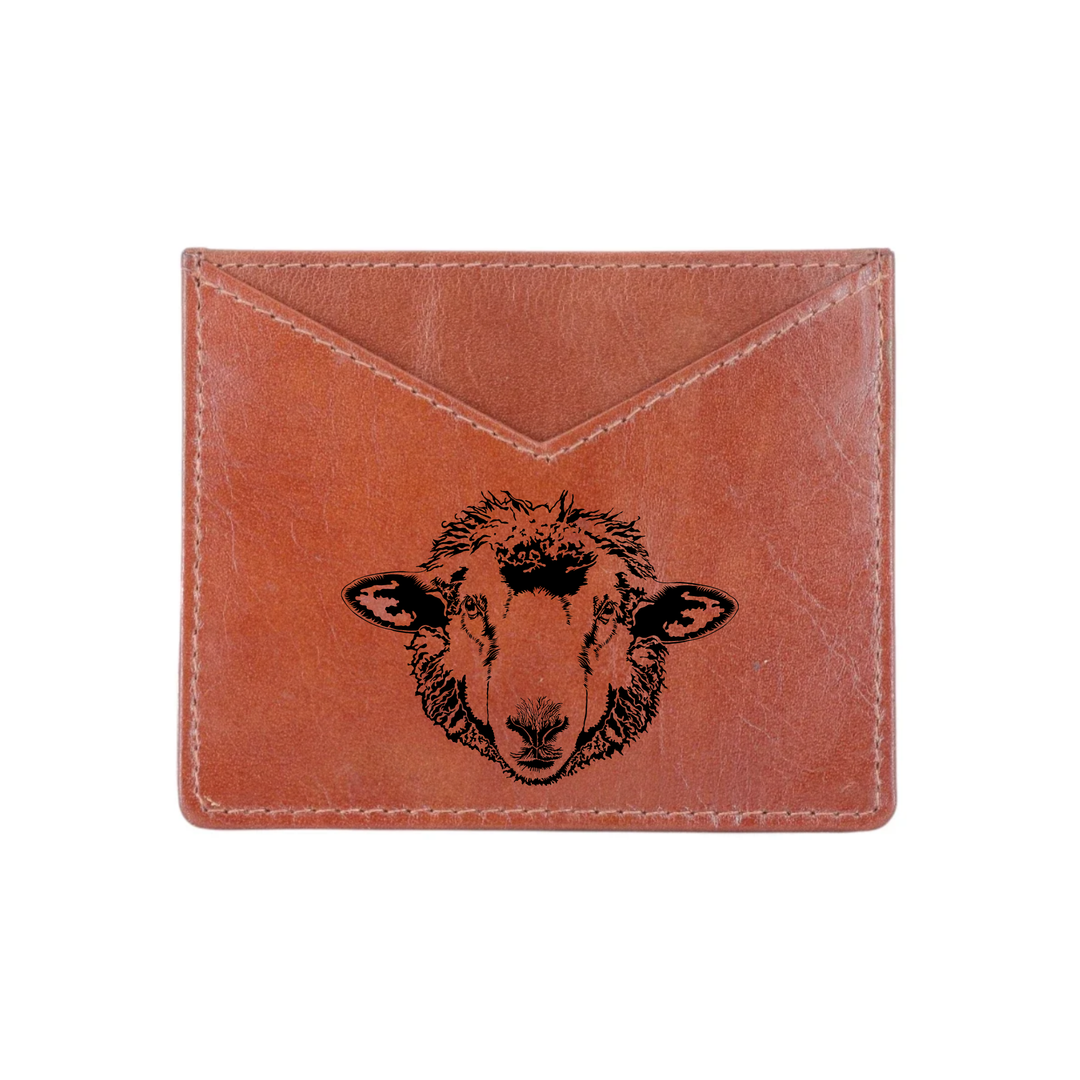 Sheep Engraved Genuine Leather Cardholder