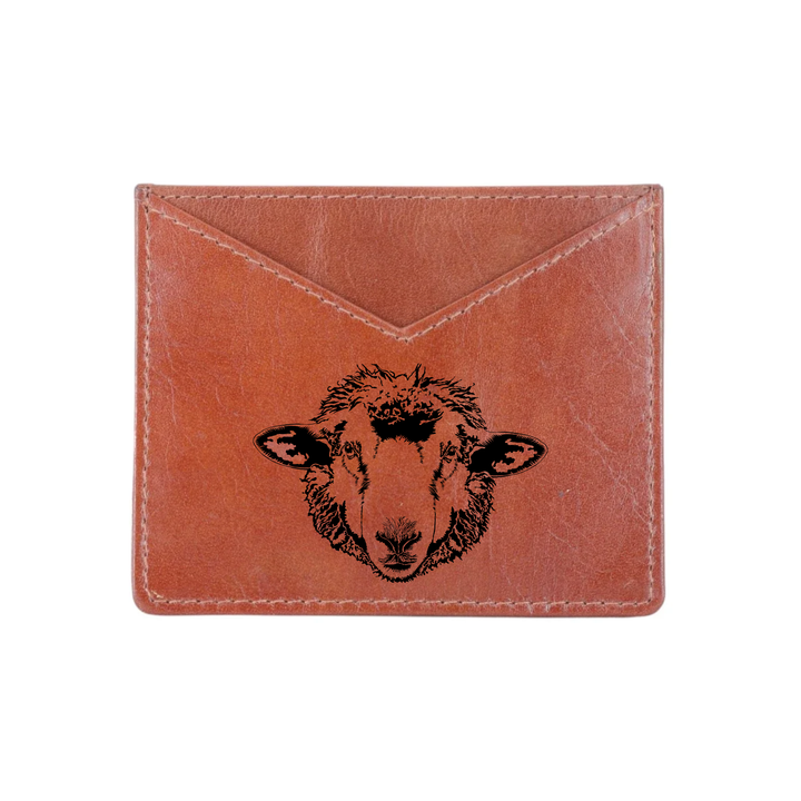 Sheep Engraved Genuine Leather Cardholder