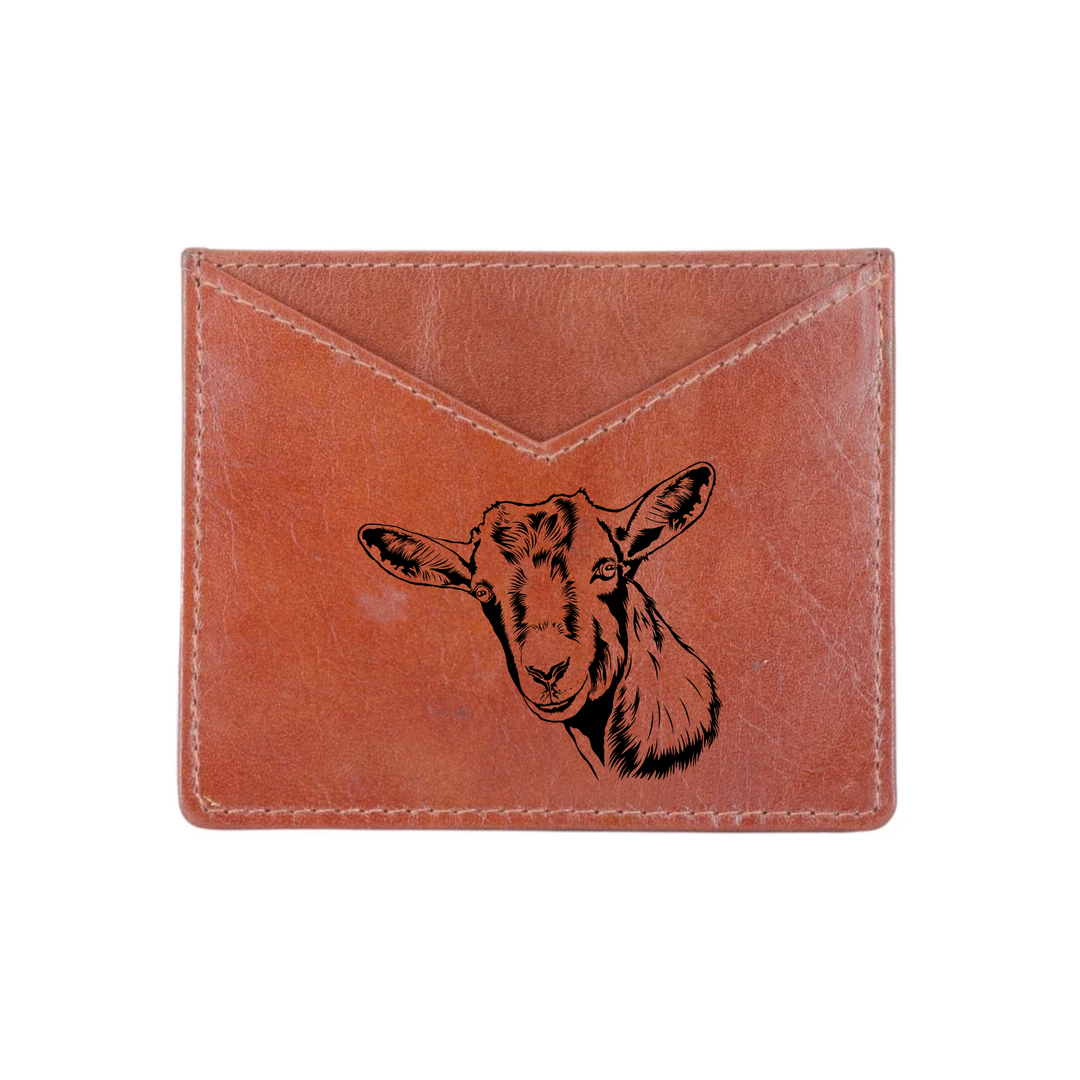 Goat Engraved Genuine Leather Cardholder