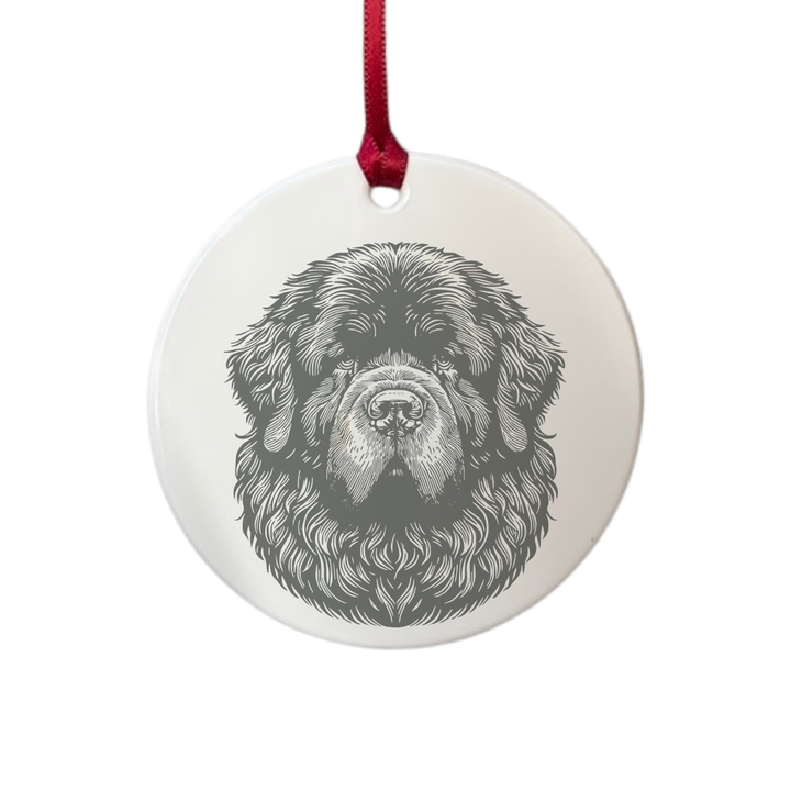 Personalised Newfoundland Face Engraved White Acrylic Decoration