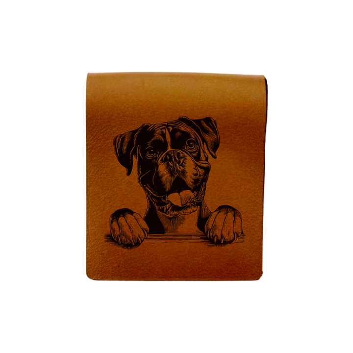 Boxer Paws Engraved Genuine Leather Magnetic Bookmark