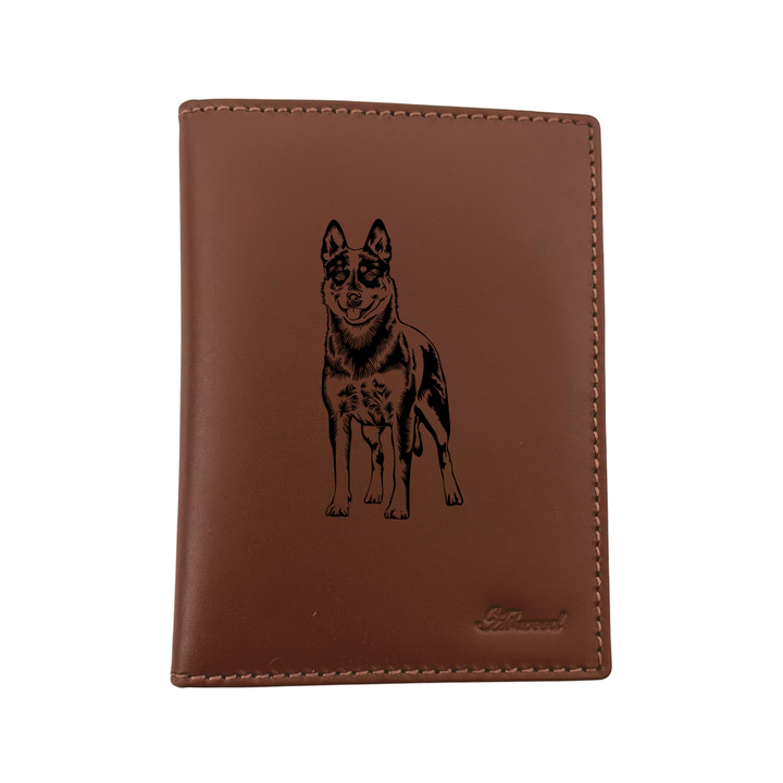 Australian Cattle Dog Standing Engraved Leather Passport Cover