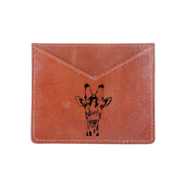 Giraffe Engraved Genuine Leather Cardholder
